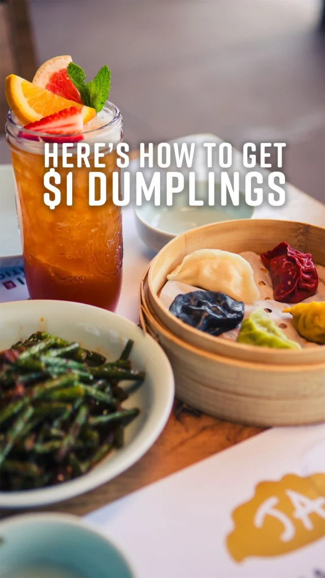 Now that’s a juicy deal!👀 

Get $1 Dumplings at Ja Jiaozi in May.
🥟Monday through Friday in May
🥟Spend $50 and get Kurobuta Pork & Celery Boiled Jiaozi (5 Dumplings) for just $1!

#JaJiaozi #HandcraftedDumplings #TheMarketPlace #IrvineDining

*Dine in only. Limit one per table. Offers cannot be combined.